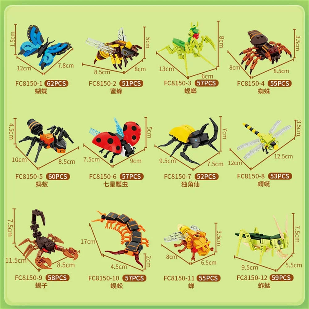 DIY Insect Animal Building Block Set STEM Puzzle Toy for Kids