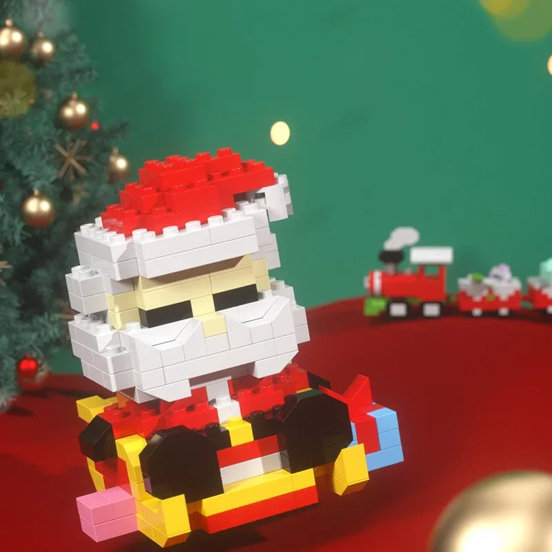 Christmas Building Block Series Gifts Micro Bricks Santa Claus Reindeer Assembling Bricks Table Decoration Toys Children Kids