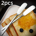 2-Piece Stainless Steel Butter Knife Set – Multifunction Cheese & Jam Spreader