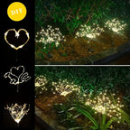 1/2/4PCS Solar Firework Light Waterproof Outdoor 8 Lighting Modes 90-200LED Fairy String Light Christmas 3 Colors Garden