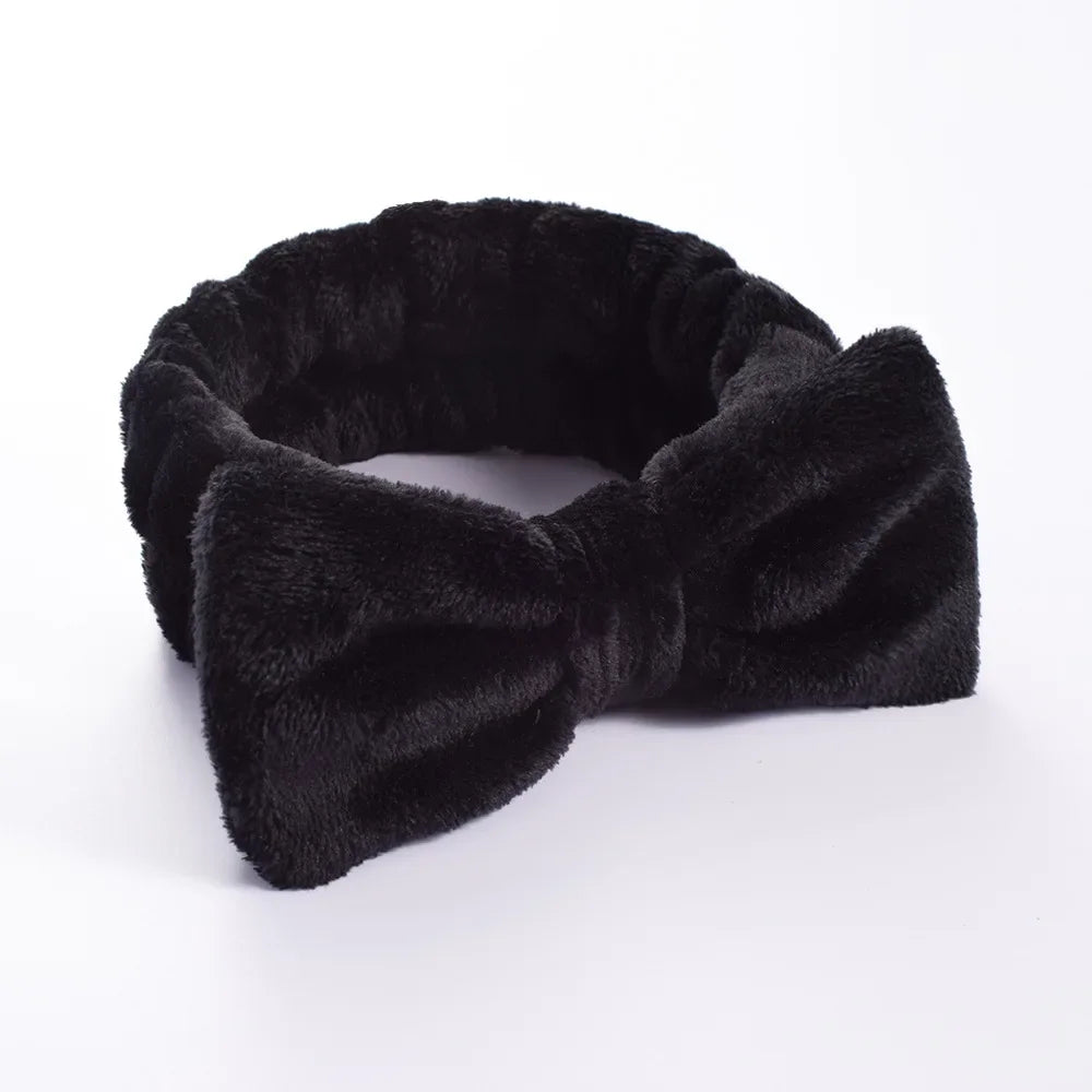 Coral Fleece Bow Spa Makeup Headband for Women