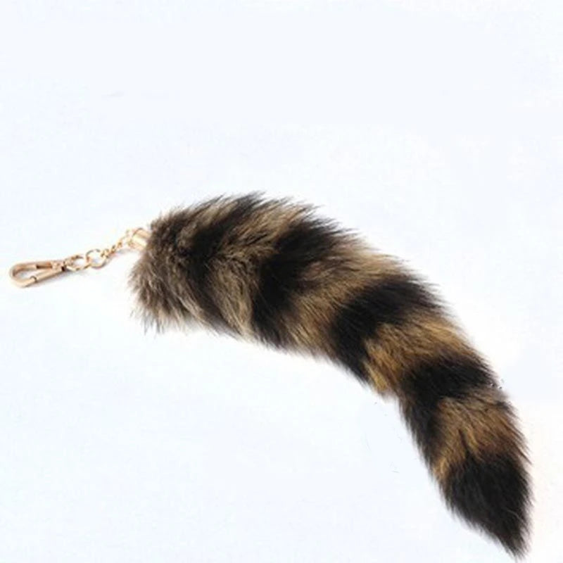 25cm Fox Tail Keychain Plush Bag & Car Charm