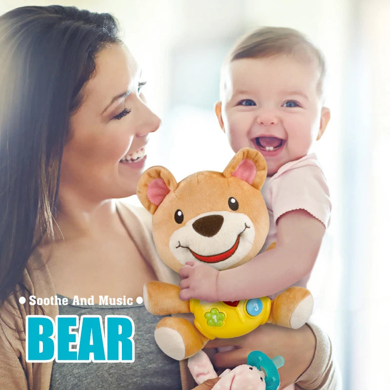 Family Enlightenment Toy Baby Coax Artifact Animal Doll Doll with Electric Sound and Light Music Baby Comfort Plush Toy