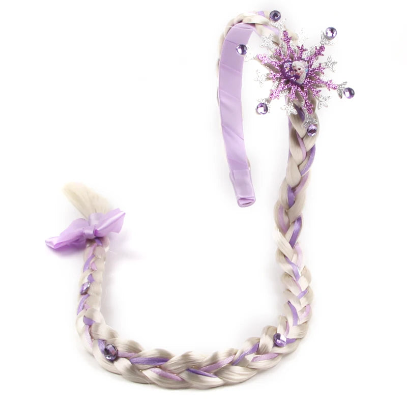 New Frozen Series Elsa Headband For Girls Snow Wig Braid Rhinestones Crown Hairband Birthday Party Princess DIY Hair Accessories
