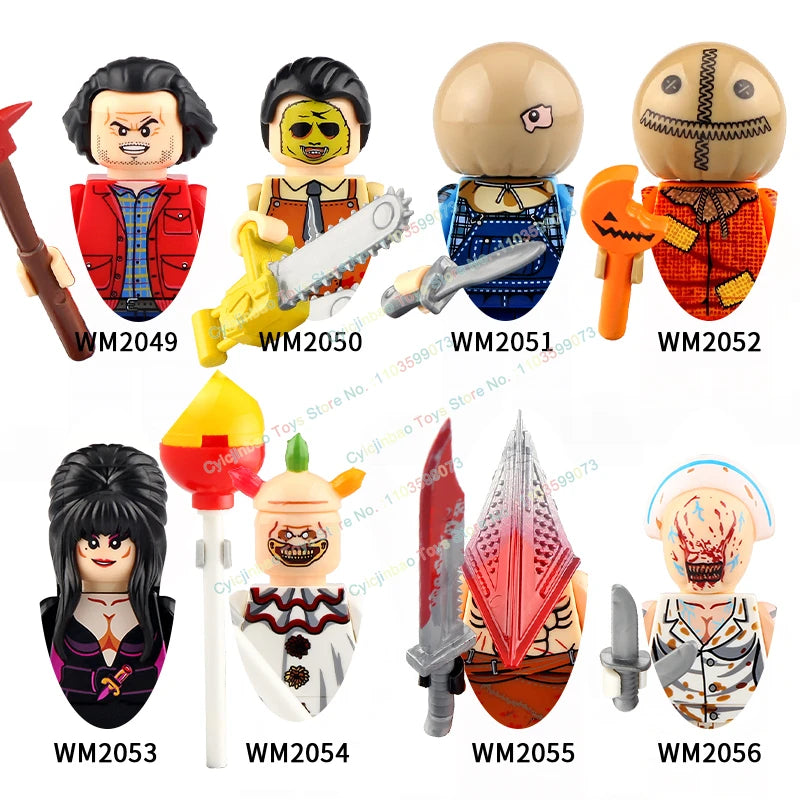WM6075 WM6101 WM6102 Horror Movie Action Figure Building Blocks Halloween Series Character Accessories Model Brick Toys For Kids