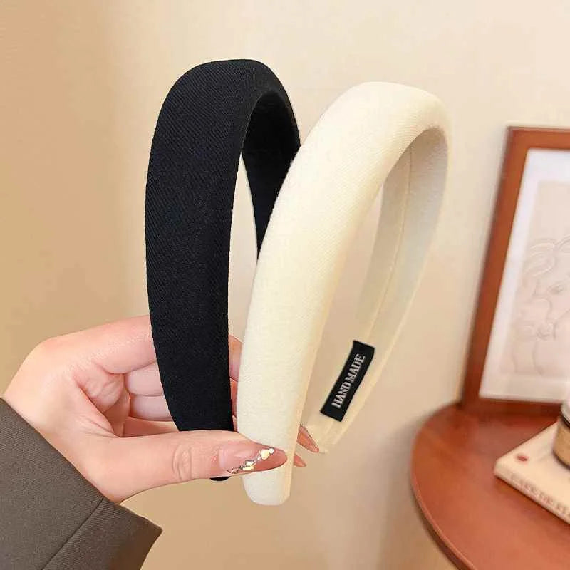 Solid Color Sponge Wide Headband for Women