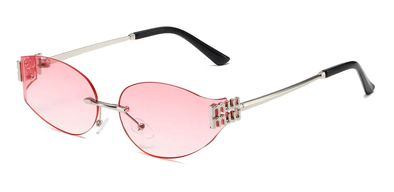 Rimless Oval Oversized Gradient UV400 Sunglasses for Women