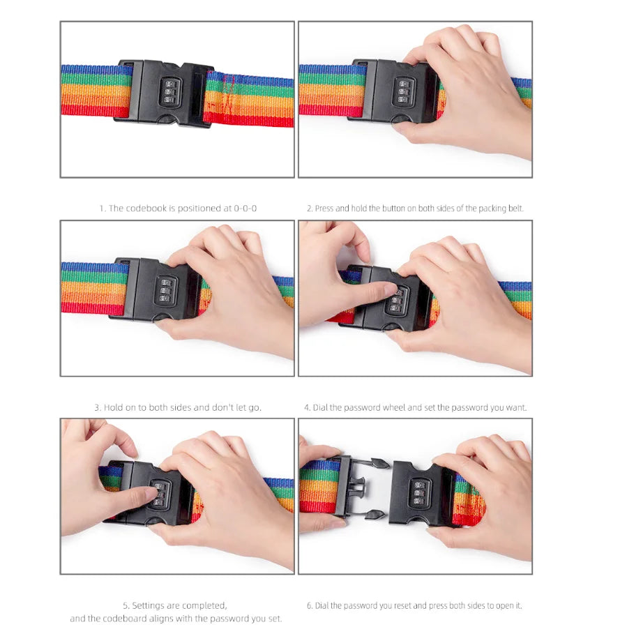 Adjustable Luggage Belt Elastic Suitcase Security Strap for Travel & Carry-On