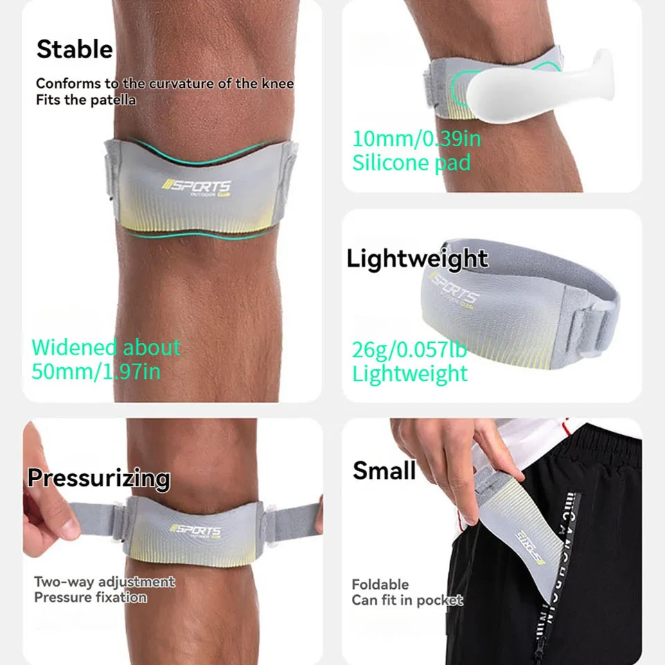 GOBYGO 1Pcs Sports Patella Strap Compression Knee Pads Adjustable Knee Sleeve  Outdoor Running Shock Absorption Jump Rope Unisex