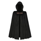 Medieval Black Hooded Cloak Halloween Retro Battle Warrior Cosplay Costume Cape Adults and Kids Dress Up Costume