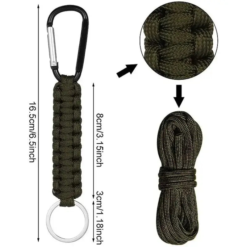 Tactical Paracord Keychain Survival Lanyard with Carabiner Cli
