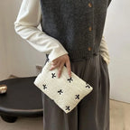 Cute Embroidered Bow Large Capacity Makeup Bag