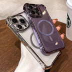 Transparent Plating Shockproof Glitter Magnetic Phone Case For iPhone 18 17 15 16 14 11 12 13 Pro Max Plus Air For Magsafe Cover