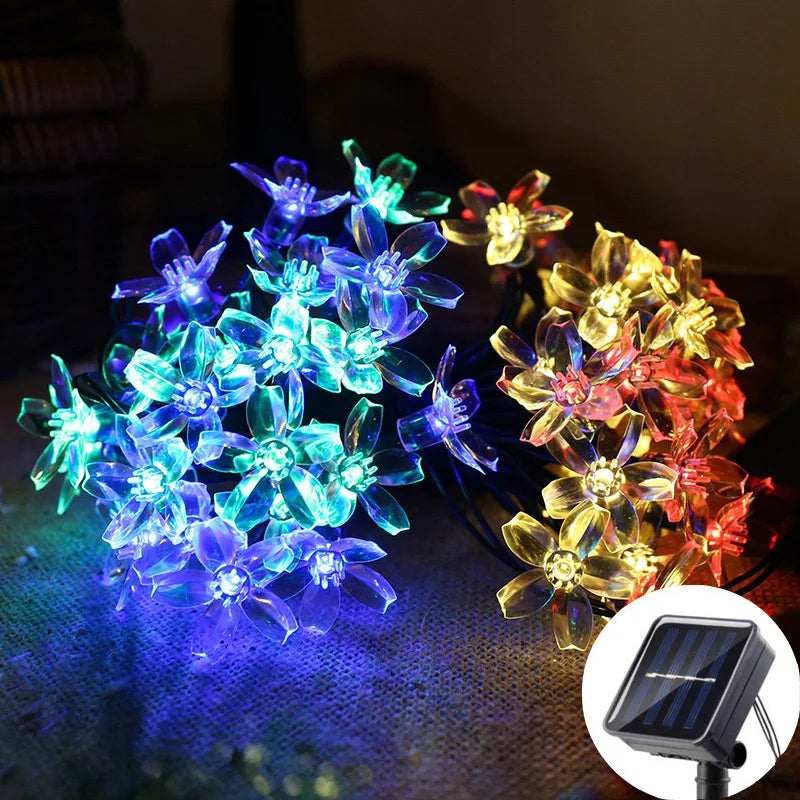 LED Solar Cherry Blossom Light String Outdoor Courtyard Decoration Festival Cherry Blossom Waterproof Atmosphere Light String