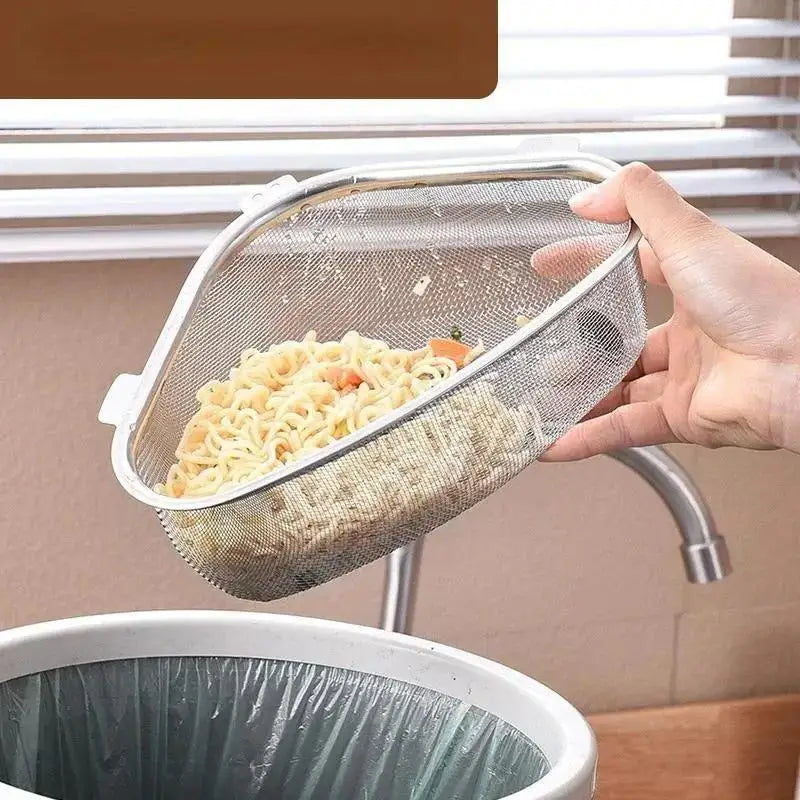 Stainless Steel Triangle Sink Drain Basket – Food Filter Organizer Rack