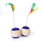Feather Sisal Cat Ball Toy Interactive Claw Grinding Play Toy