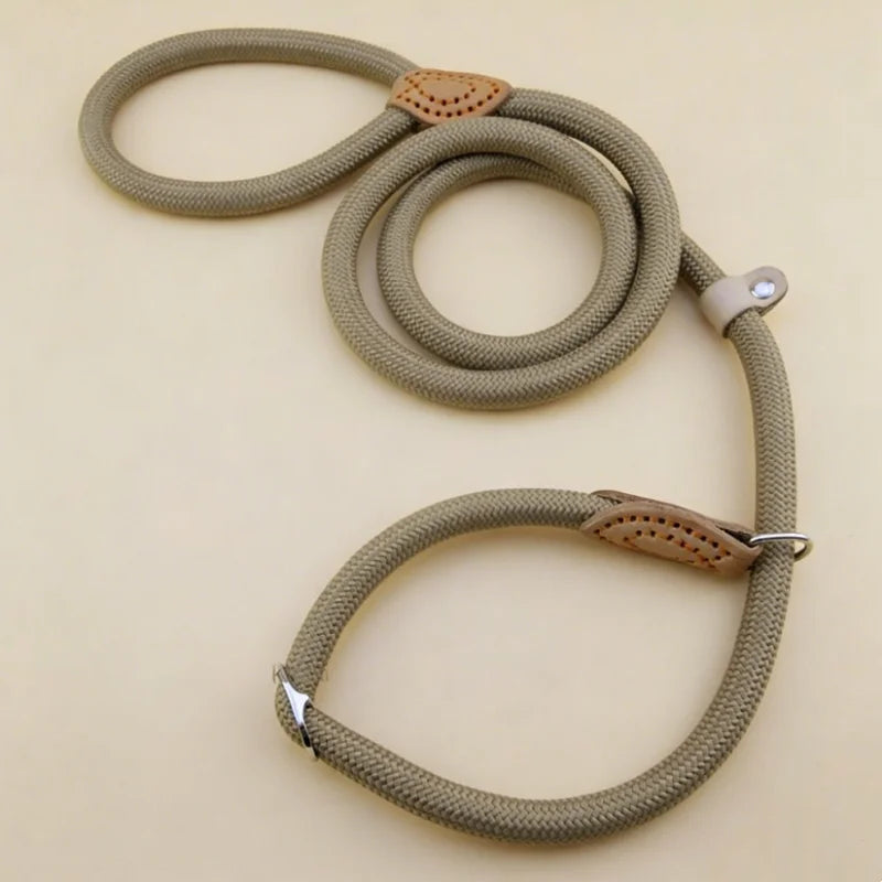 Dog Leash Slip Rope Lead Leash Heavy Duty Braided Rope Adjustable Loop Collar Training Leashes for Medium Large Dogs