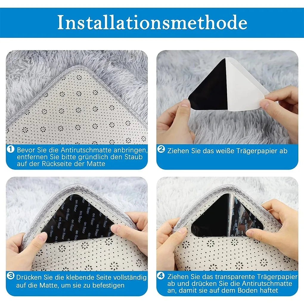 12PCS Carpet Non-slip Sticker Reusable Water Proof Anti Curling Carpet Patch Fixed Sticker Floor Rug Mat Tape Gripper Corner Pad