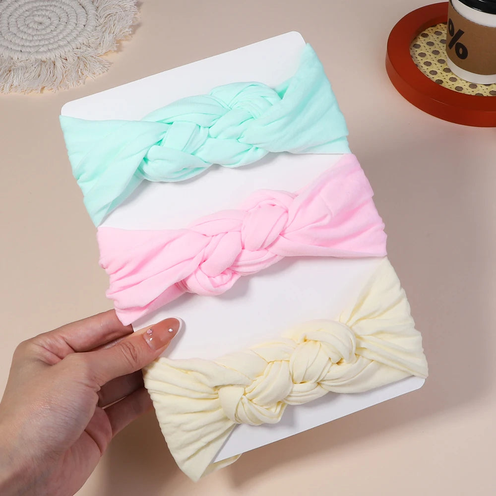 3PCS Cable Knit Elastic Baby Girl Headbands Set