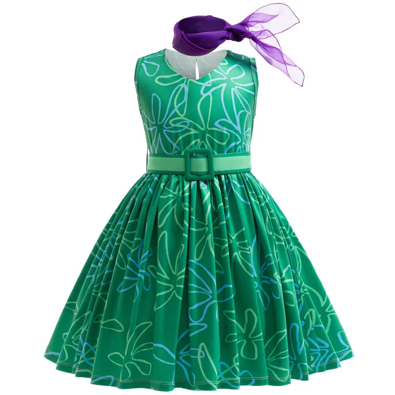 Special Clearance Inside Out 2 Same Style Dress Carnival Girls Cosplay Performance Sleeveless Dress + Wig
