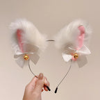Plush Lace Cat Ears Bell Headband for Women