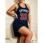 Large-size Women's Casual Sporty Printed Sleeveless Nightgown, Comfortable and Versatile, Can Be Worn Outside.