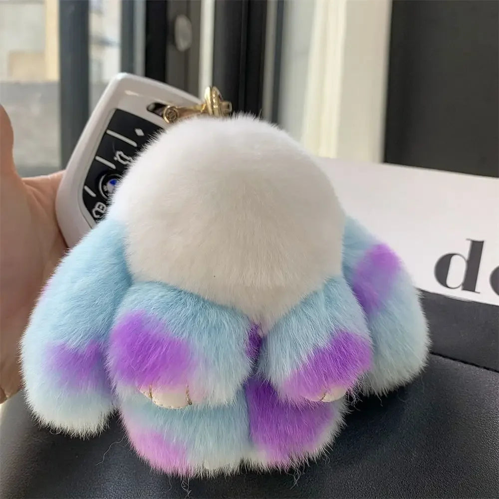 Cute Rabbit Bow Plush Keychain Bag Charm Gift for Girls and Women