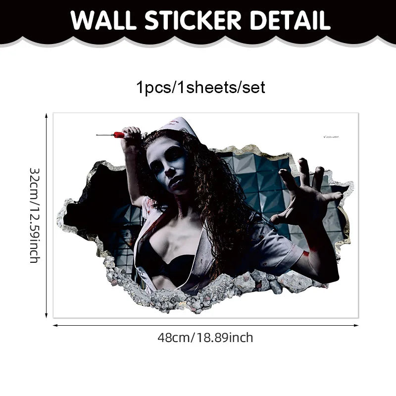 3D Floor Wall Stickers Scary Ghost Halloween Removable Interior Decoration Scary Atmosphere Bar Party Spooky Decoration Props