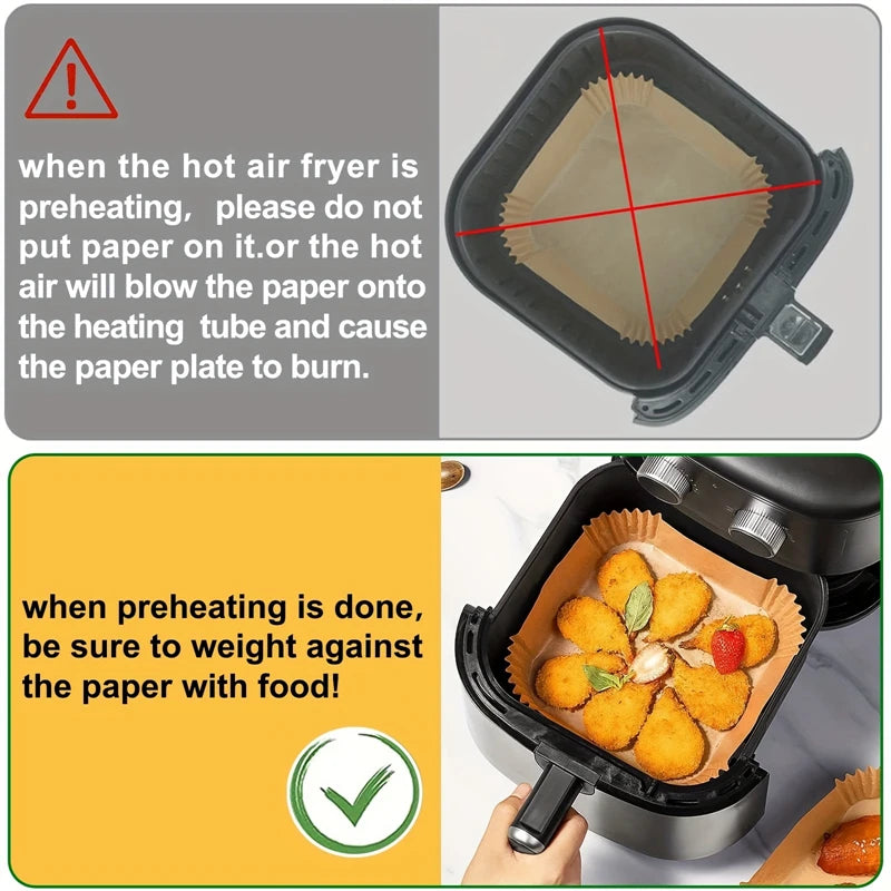 Disposable Air Fryer Paper Liners – Oil Proof Non-Stick Parchment Baking Paper