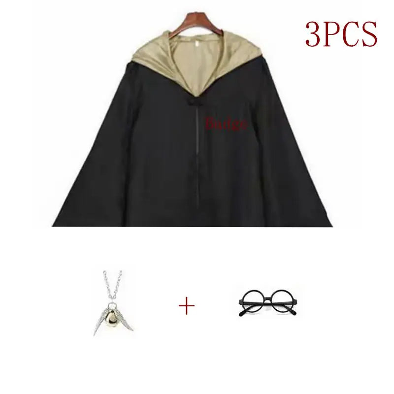 Potter Costume Robe Tie Cloak Scarf Wand Glasses Hermione Dress Flying Thief Accessories Sweater Halloween Cosplay Costume Gifts