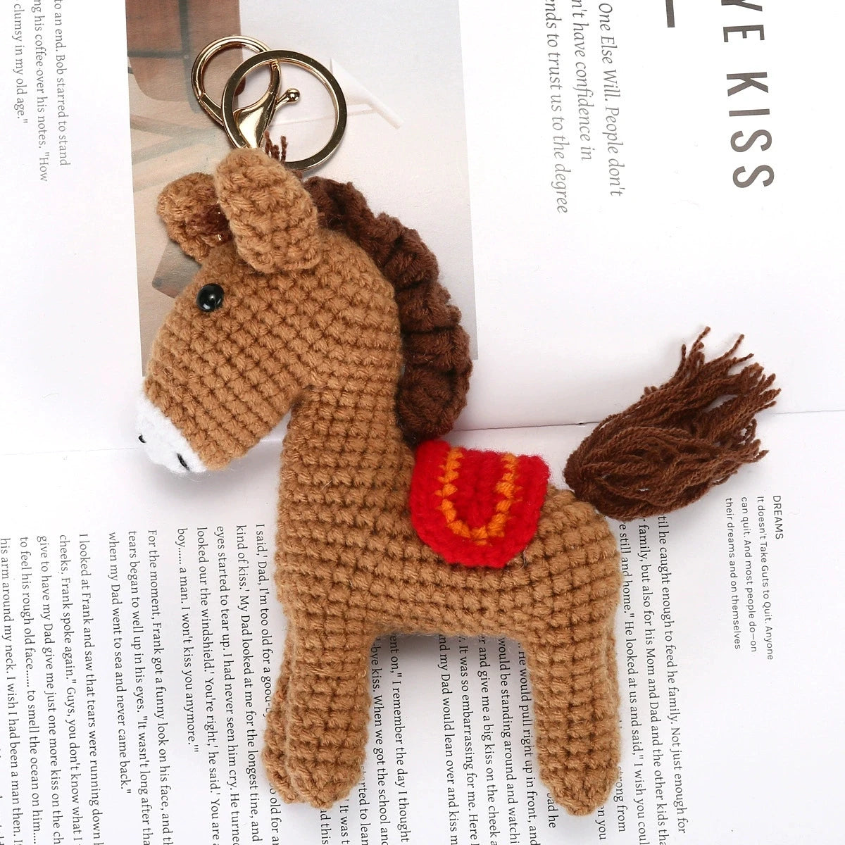 Handmade Crochet Horse Keychain Bag Charm Knitted Animal Pendant