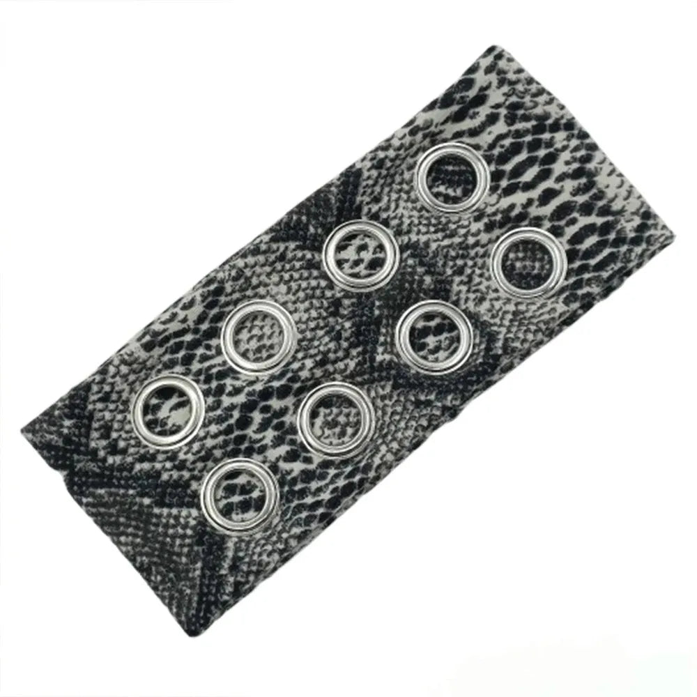 Punk Wide Elastic Eyelet Headband for Women