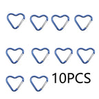 10PCS Heart Shaped Aluminum Carabiner Keychain Clips for Everyday Use