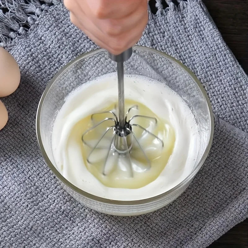 Stainless Steel Semi Automatic Egg Beater – Manual Push Whisk Mixer