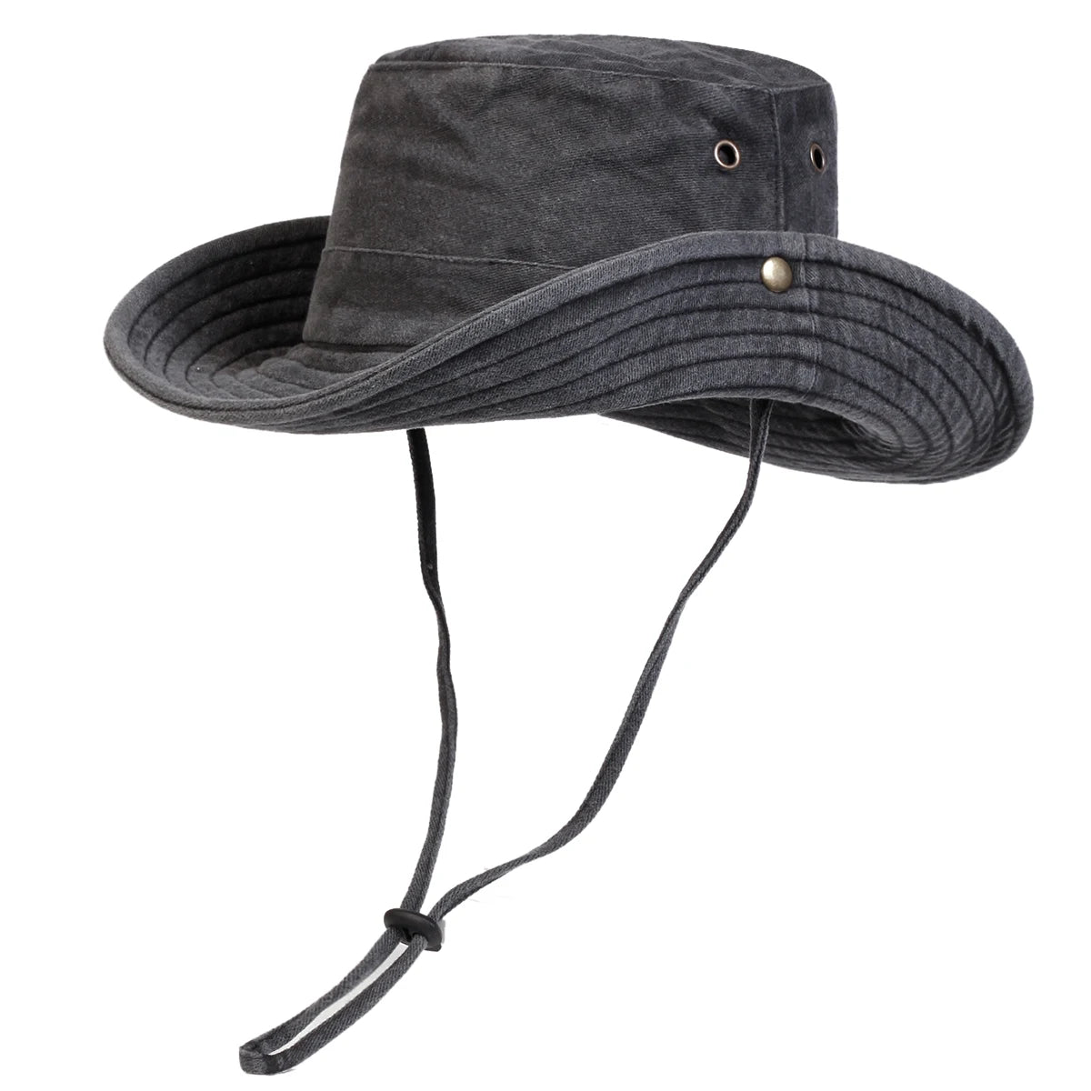 Men's Washed Wide Brim Bucket Hat for Outdoor Sun Protection