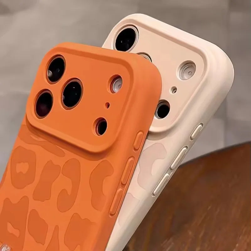 Leopard Pattern Liquid Silicone Case for iPhone 18 17 16 Pro Max Air 14 15 Plus 13 Camera Control Button Soft Shockproof Cover