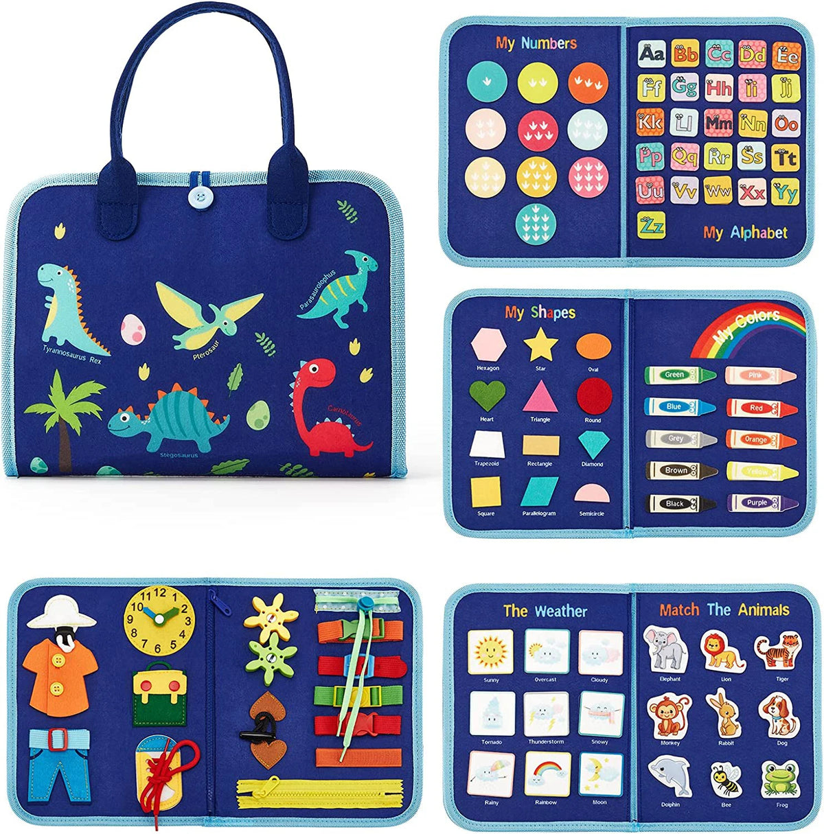 Montessori Toddler Busy Board Activity Book for Fine Motor Skills Learning