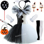 Girls Horror Clown Costume – Black & White Tutu Dress