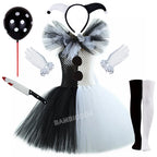 Girls Horror Clown Costume – Black & White Tutu Dress