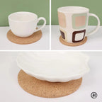 10PCS Cup Mat Natural Round Wooden Pad Durable Non-Slip Cork Coaster Tea Coffee Mug Drinks Holder for Table Decor DIY Tableware