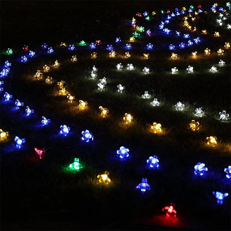 LED Solar Cherry Blossom Light String Outdoor Courtyard Decoration Festival Cherry Blossom Waterproof Atmosphere Light String