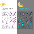 2pcs Glow in The Dark Kpop Gothic Women Face Temporary Tattoos -Cool Blue Purple Lightning & Vein Body Art Waterproof Tattoos