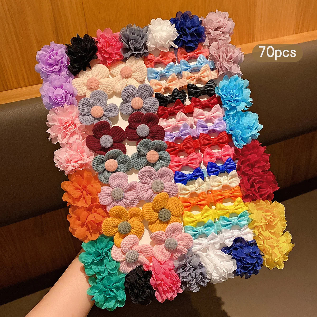 30PCS Colorful Fabric Bow Hair Clips for Girls & Women