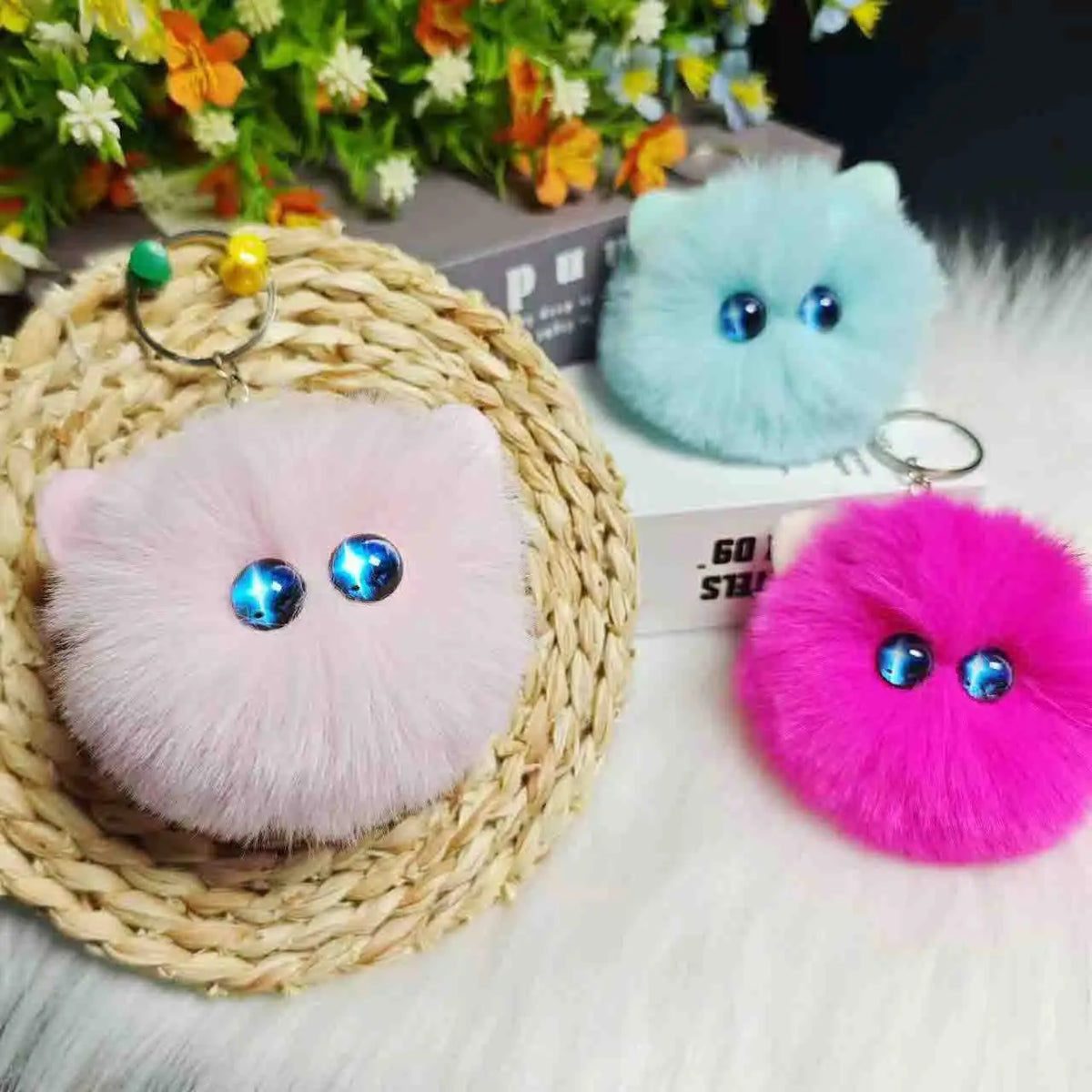 Blush Cat Ball Plush Keychain Cute Cat Bag Charm