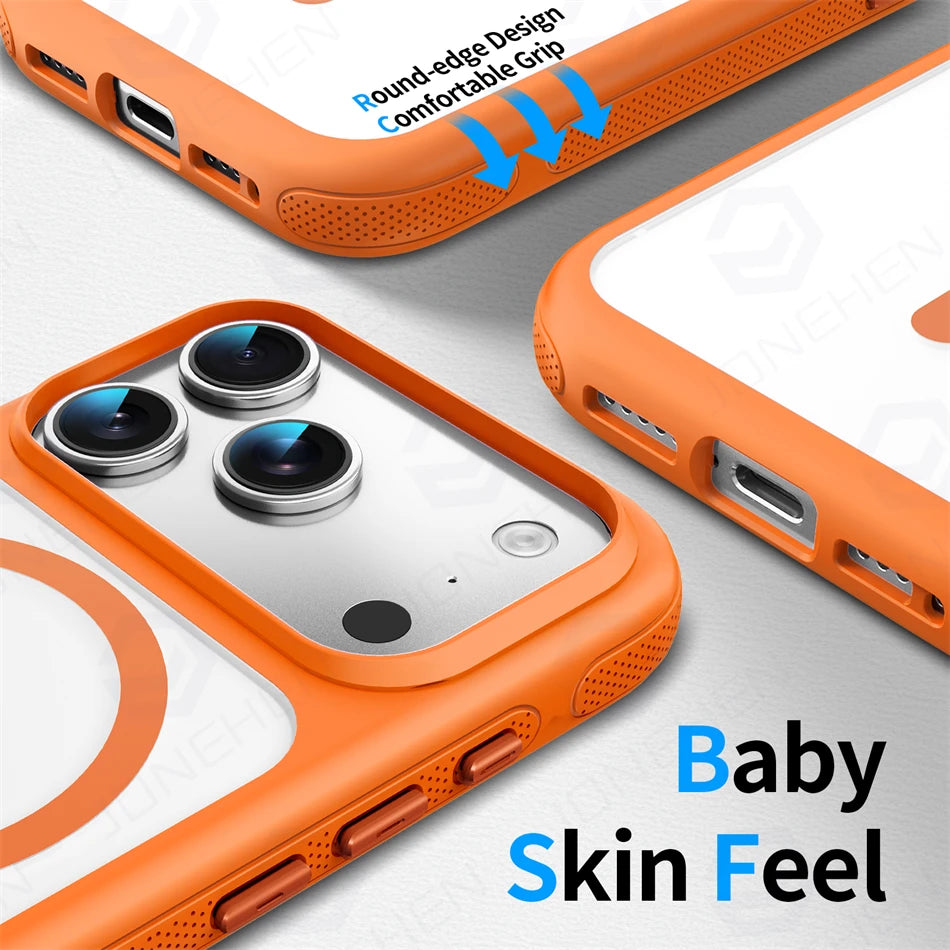 Magnetic Frosted For Magsafe Shockproof Case For iPhone 18 17 16 Pro 15 14 13 Max Translucent Wireless Charge Anti-fall Cover
