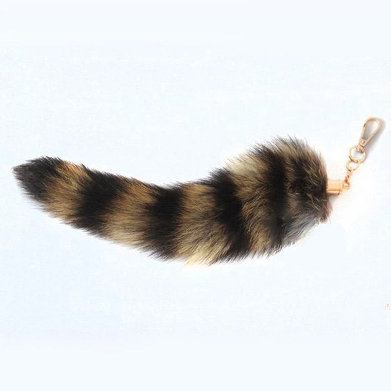25cm Fox Tail Keychain Plush Bag & Car Charm