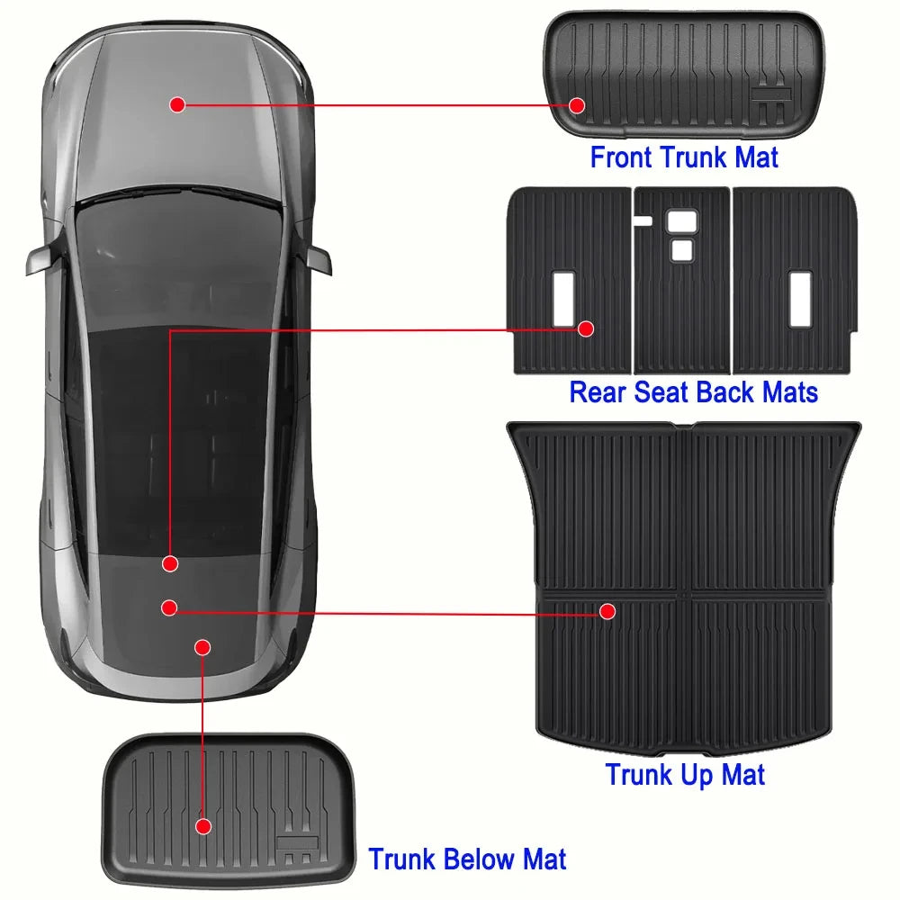 Front Rear Trunk Mat for 2025 2026 Tesla Model Y Juniper Cargo Mat Rear Seat Back Cover SeatBack Liner Pad Protector Accessorie