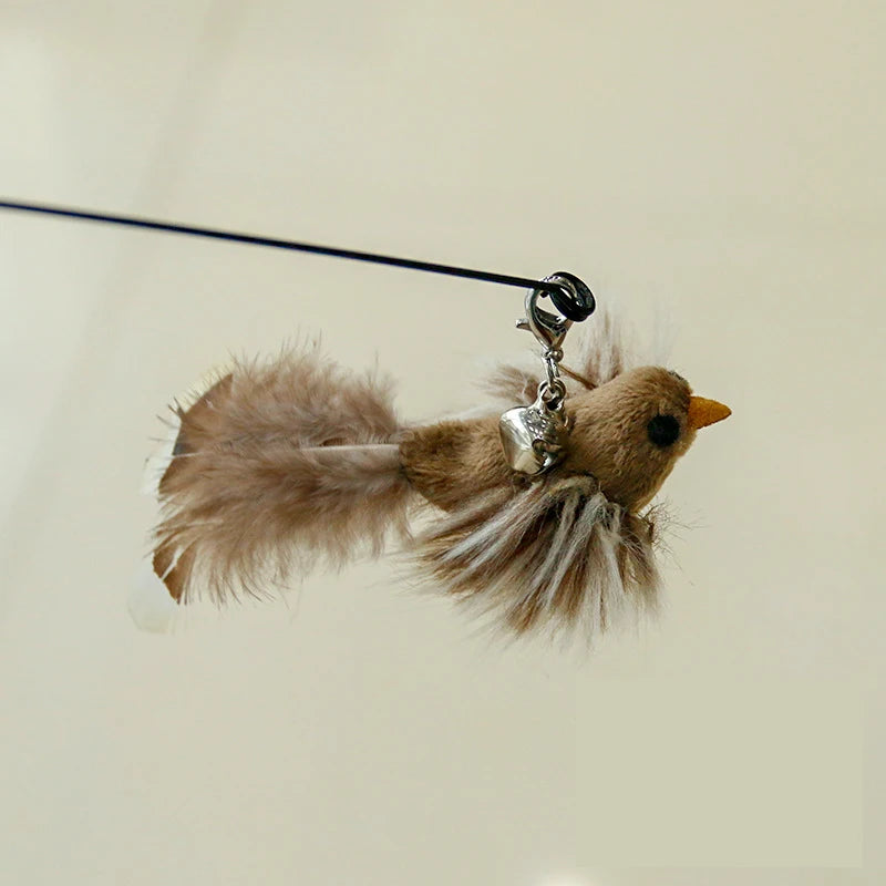 Interactive Bird Feather Cat Wand Toy for Indoor Hunting Play