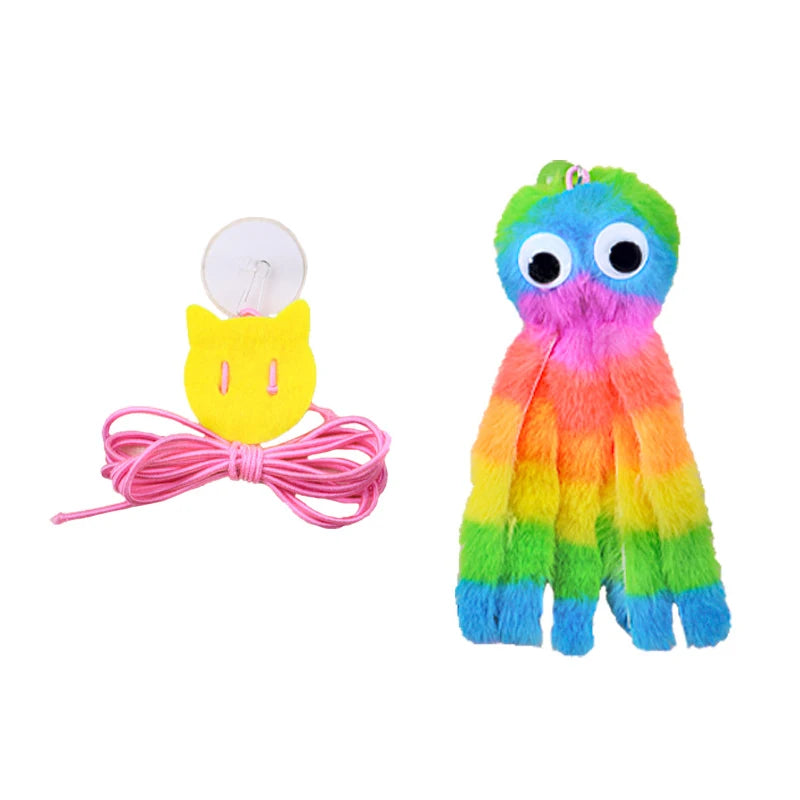 Fashion Hanging Sound Octopus Cat Toys to Relieve Boredom and Self-Exciting Plush Octopus Elastic Rope Teasing Cat Stick Pet Toy