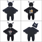 Baby's First Halloween Costume Black Bat Romper Jumpsuit Infant Boys Girls Purim Party Carnival Fancy Dress Cosplay Long Short